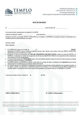 Modelo acuerdo reconocimiento de intermediación inmobiliaria Templo Consulting pagina 1
