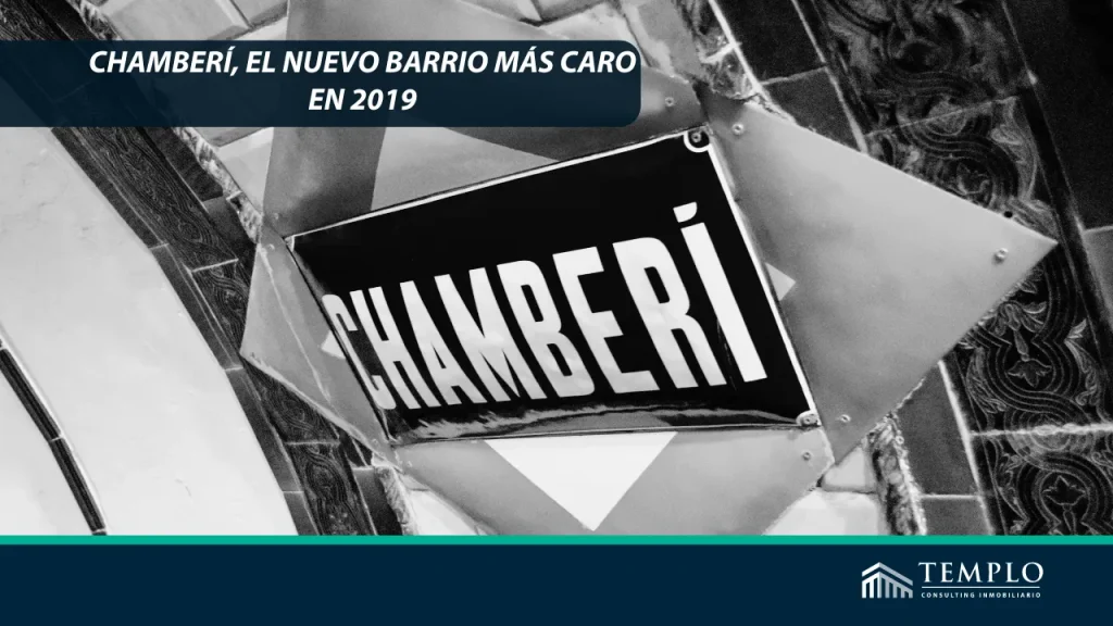 Cartel de Chamberí, el próspero y elegante barrio de Madrid, España.