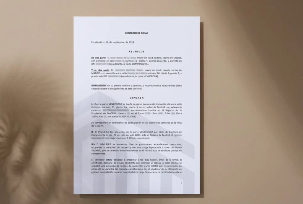 Diferencia entre contrato de arras y promesa de compraventa