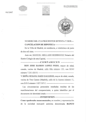 Escritura de cancelación de hipoteca