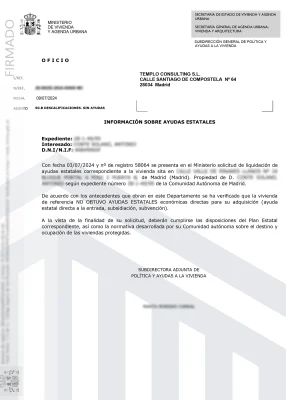 Certificado de fomento no devolución de ayudas