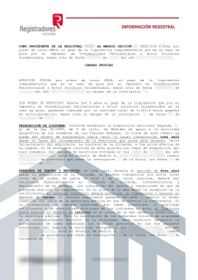Nota simple Piso Viviendas Militares. Derecho de Tanteo y Retracto