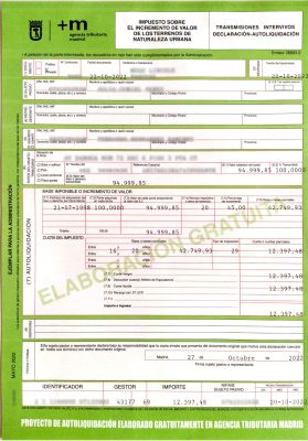 Plusvalia municipal por la venta de un piso