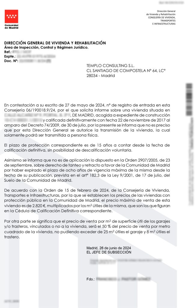Informe de venta Vivienda Protegida VPPL