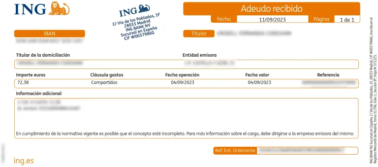 Ejemplo de el documento del ultimo pago de la comunidad