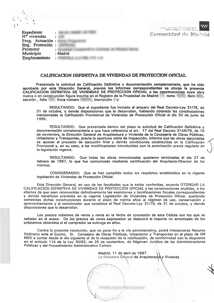 Ejemplo Cédula calificación definitiva VPO 