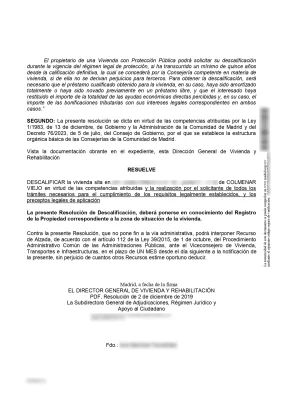 Resolución Oficial de la descalificación