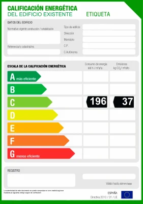 Ejemplo de un Certificado de Eficiencia Energética