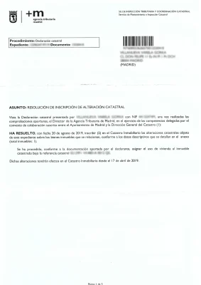 Resolución de inscripción alteración catastral