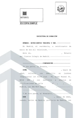 Escritura de donación entre hermanos Madrid