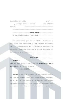 Escritura de donación entre hermanos Madrid