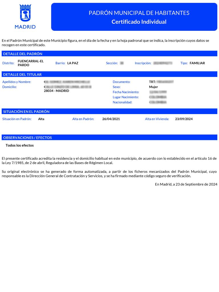 Empadronamiento prueba de mi vivienda habitual