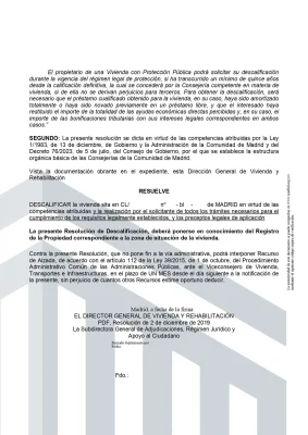 Resolución de descalificación