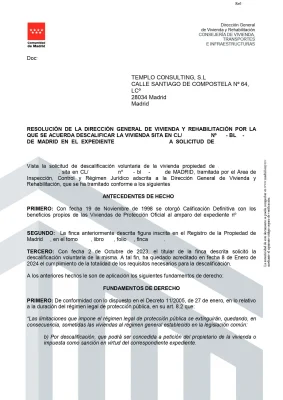 Resolución de descalificación