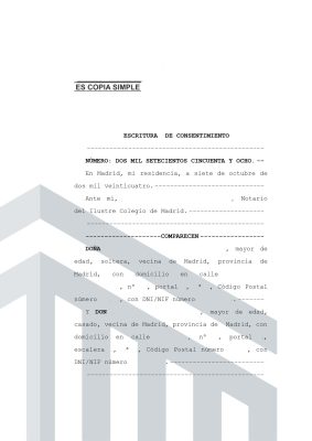 Escritura de consentimiento de Privatividad