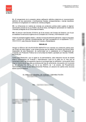 Calificación definitiva VPO 74/2009