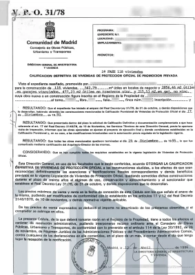 Calificación definitiva Real Decreto Ley 31/1978