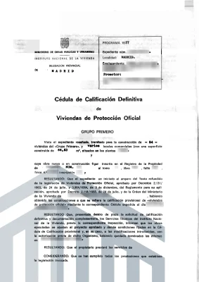 Cédula de Calificación Definitiva Decreto 2114 1968 Vivienda de Protección