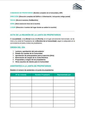 Modelo de acta para junta de propietarios imagen