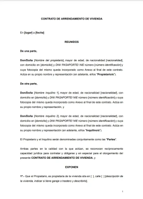 Contrato de arrendamiento de vivienda