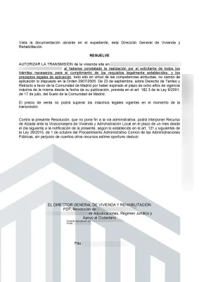 Autorización de Transmisión VPO Registro de la Propiedad