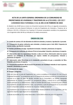 Acta de la comunidad de propietarios